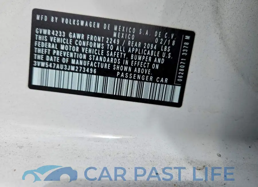 3VW547AU3JM273496# 12