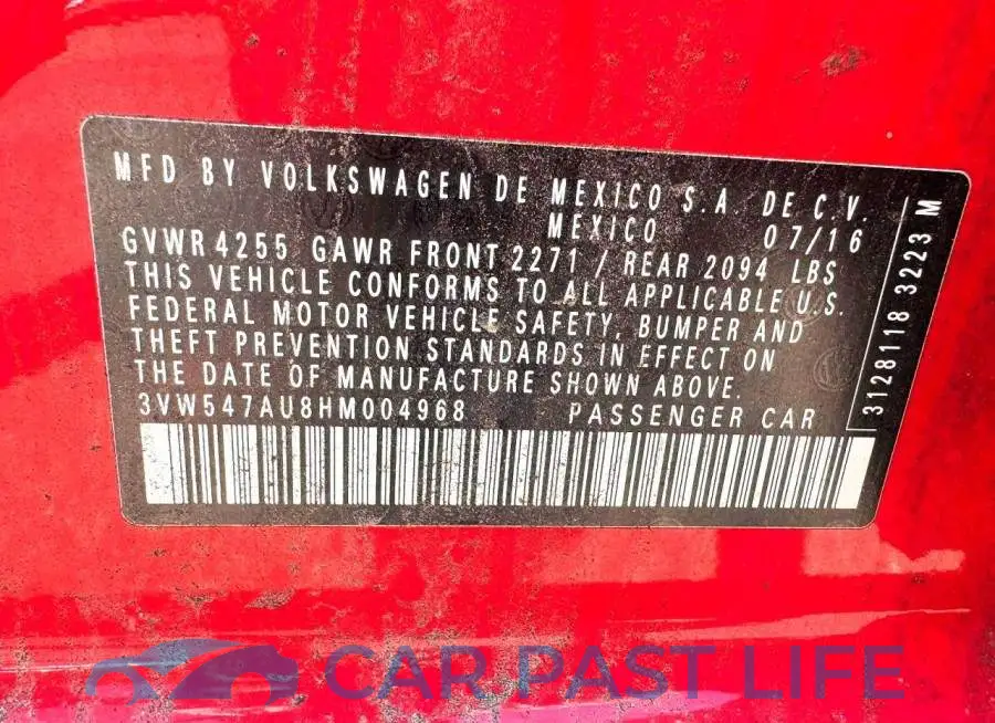 3VW547AU8HM004968# 10