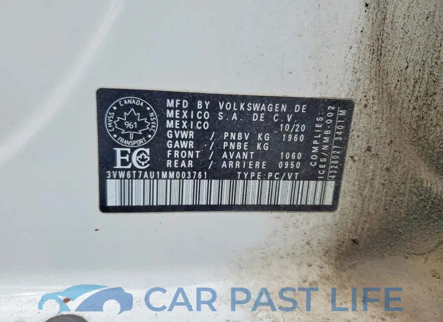 3VW6T7AU1MM003761# 12