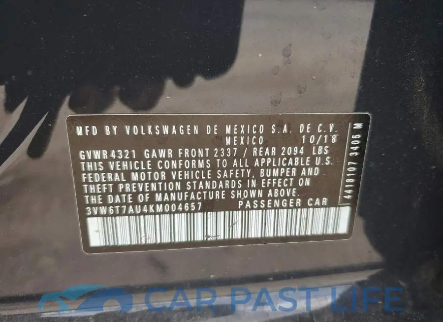 3VW6T7AU4KM004657# 12