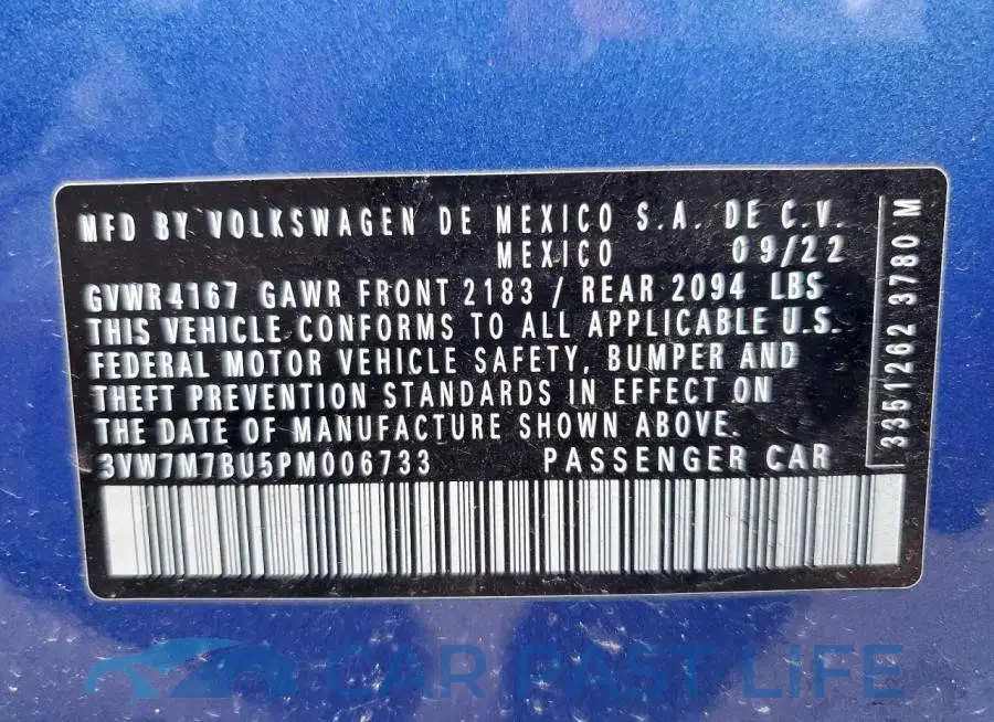 3VW7M7BU5PM006733# 12