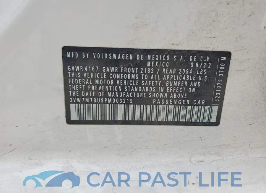 3VW7M7BU9PM003219# 12