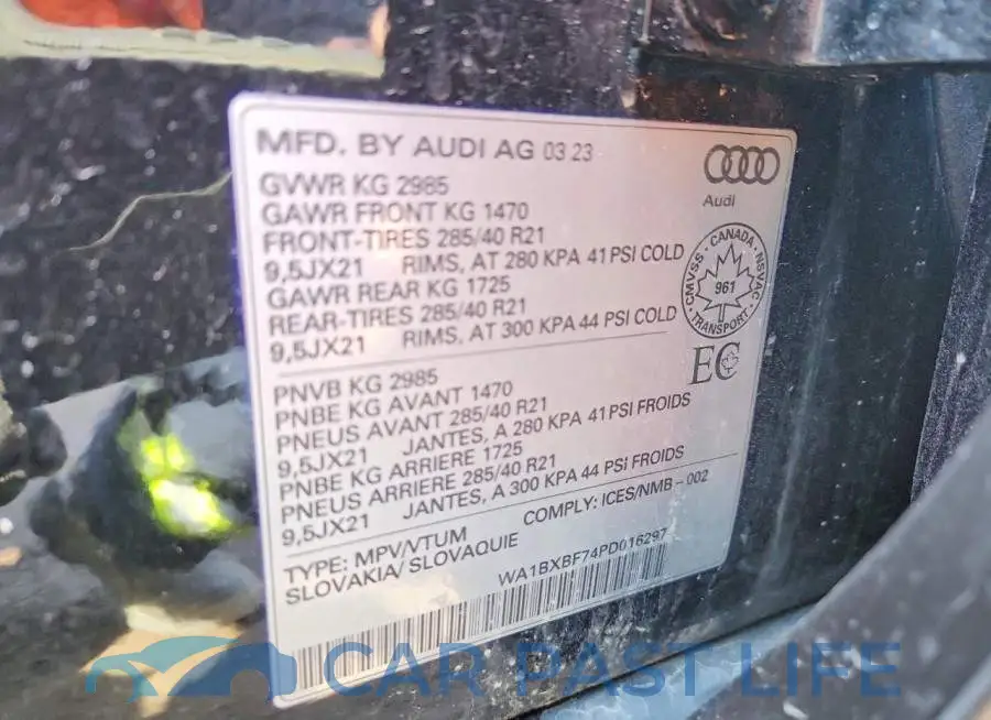 WA1BXBF74PD016297# 14