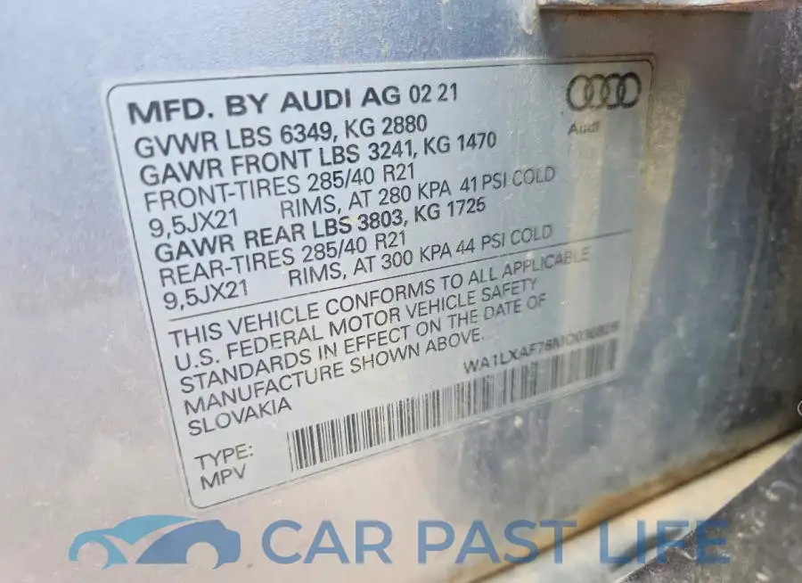 WA1LXAF76MD030826# 13
