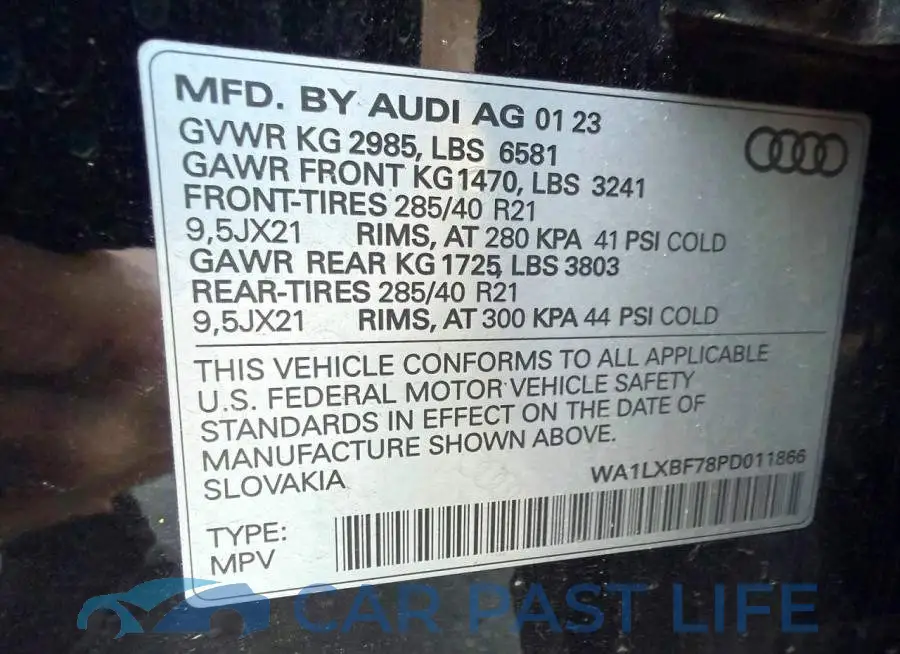 WA1LXBF78PD011866# 12