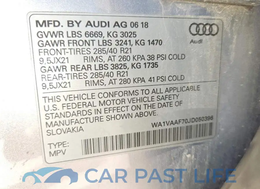 WA1VAAF70JD050396# 13