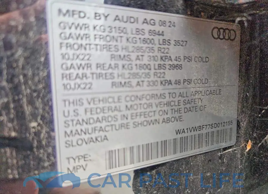 WA1VWBF77SD012155# 14