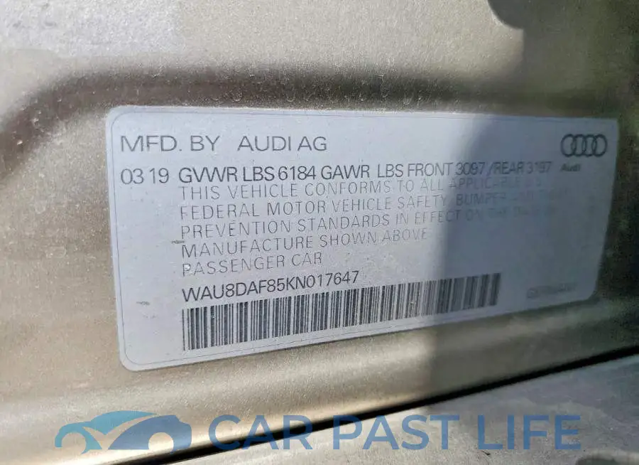 WAU8DAF85KN017647# 12