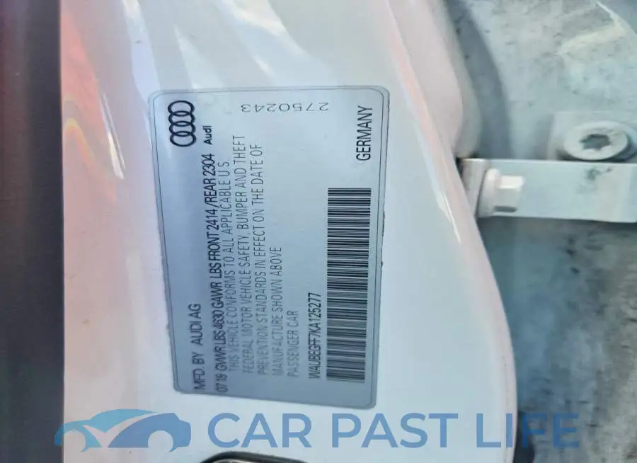 WAUBEGFF7KA125277# 12
