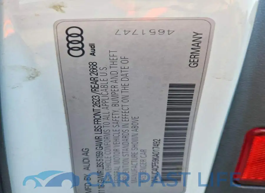 WAUC4CF59KA017492# 13