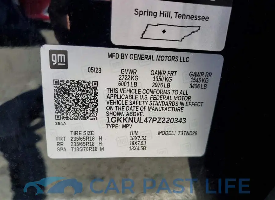 1GKKNUL47PZ220343# 13