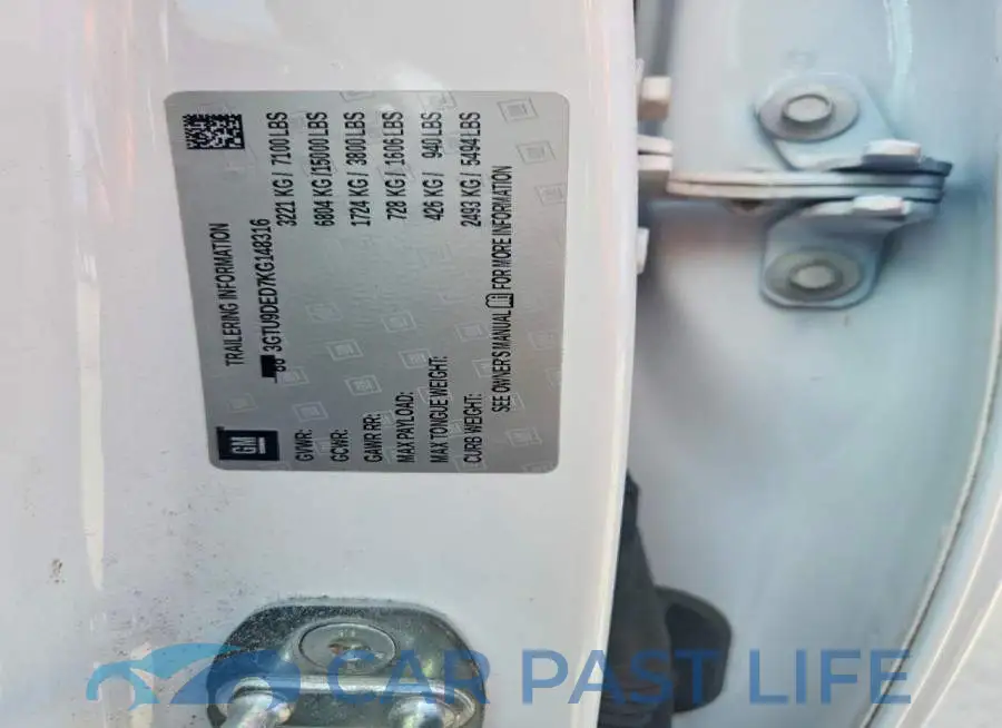3GTU9DED7KG148316# 12
