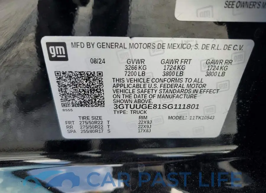 3GTUUGE81SG111801# 12