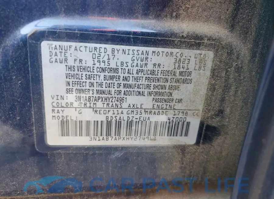3N1AB7APXHY274961# 12