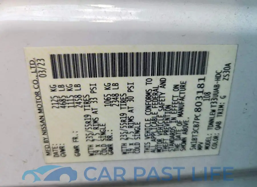 5N1BT3CB7PC803181# 12