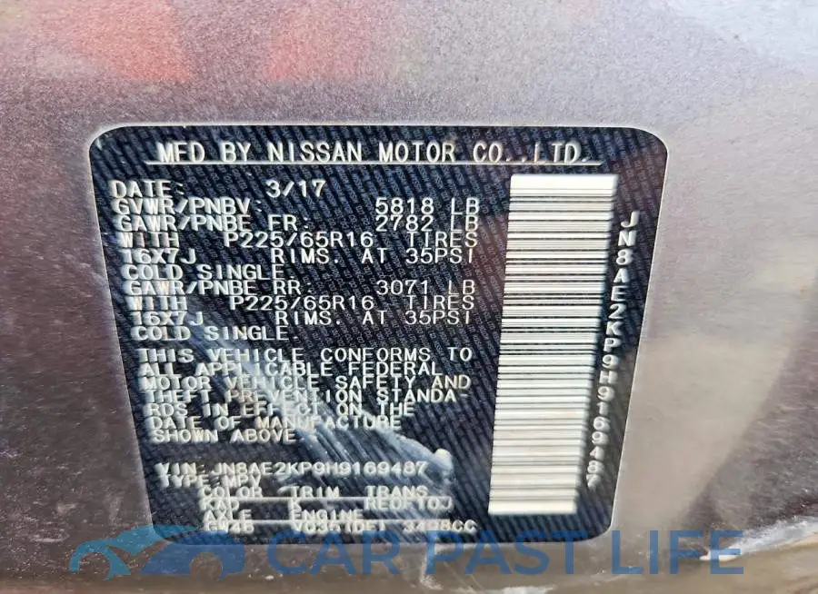 JN8AE2KP9H9169487# 12