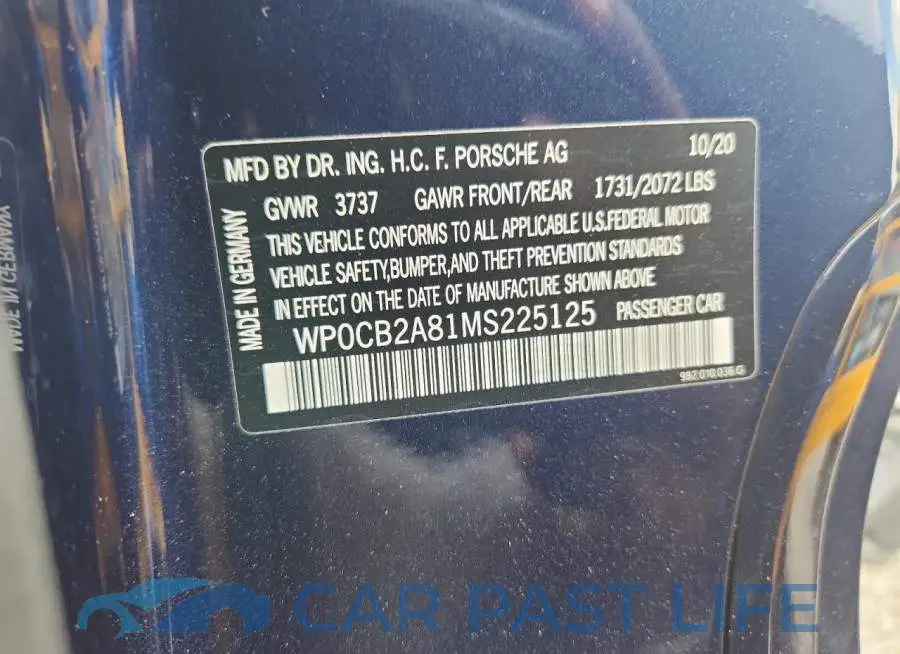 WP0CB2A81MS225125# 12