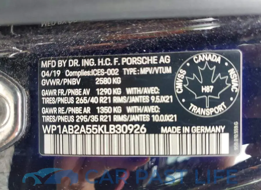 WP1AB2A55KLB30926# 13