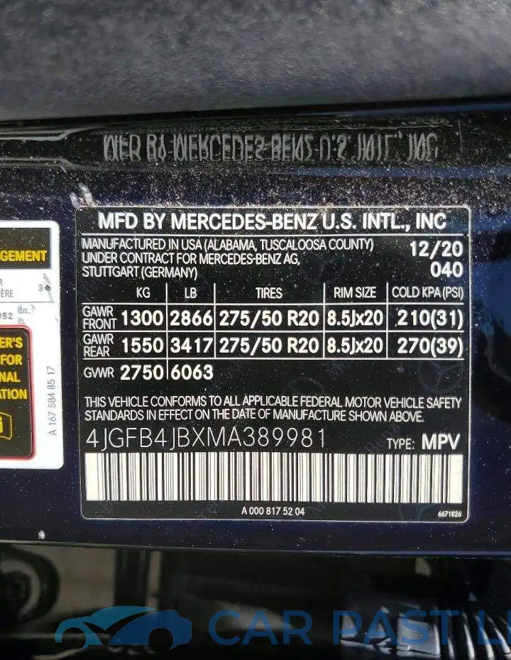 4JGFB4JBXMA389981# 13