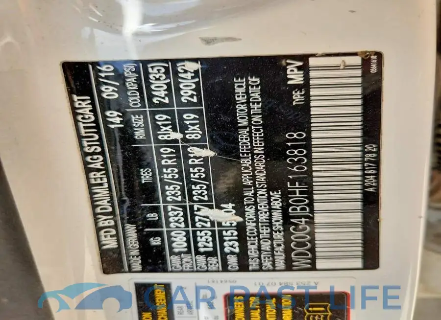 WDC0G4JB0HF163818# 13