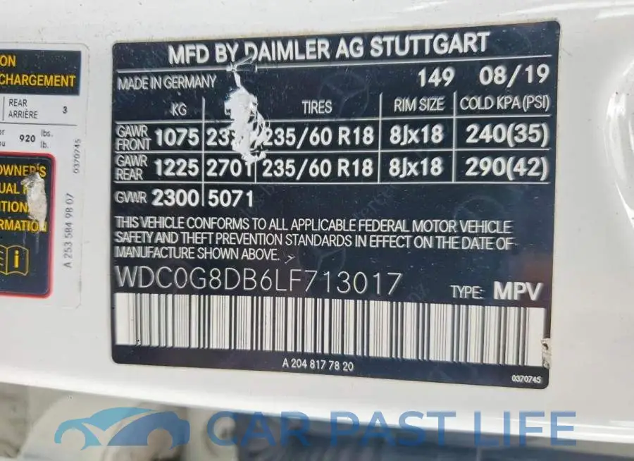 WDC0G8DB6LF713017# 12