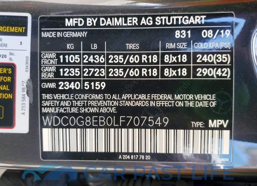 WDC0G8EB0LF707549# 13