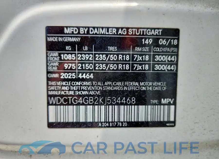 WDCTG4GB2KJ534468# 12