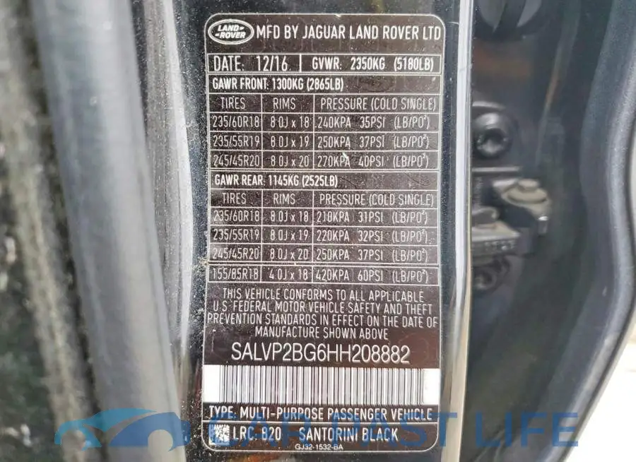 SALVP2BG6HH208882# 13