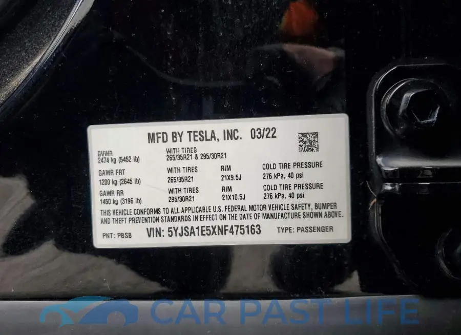 5YJSA1E5XNF475163# 12