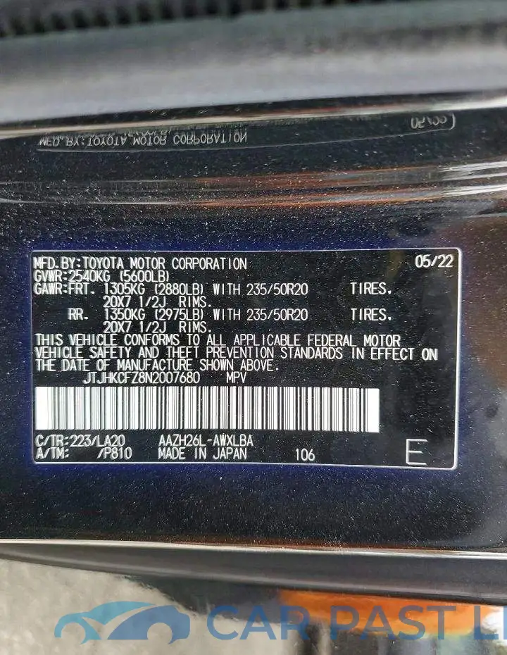 JTJHKCFZ8N2007680# 14