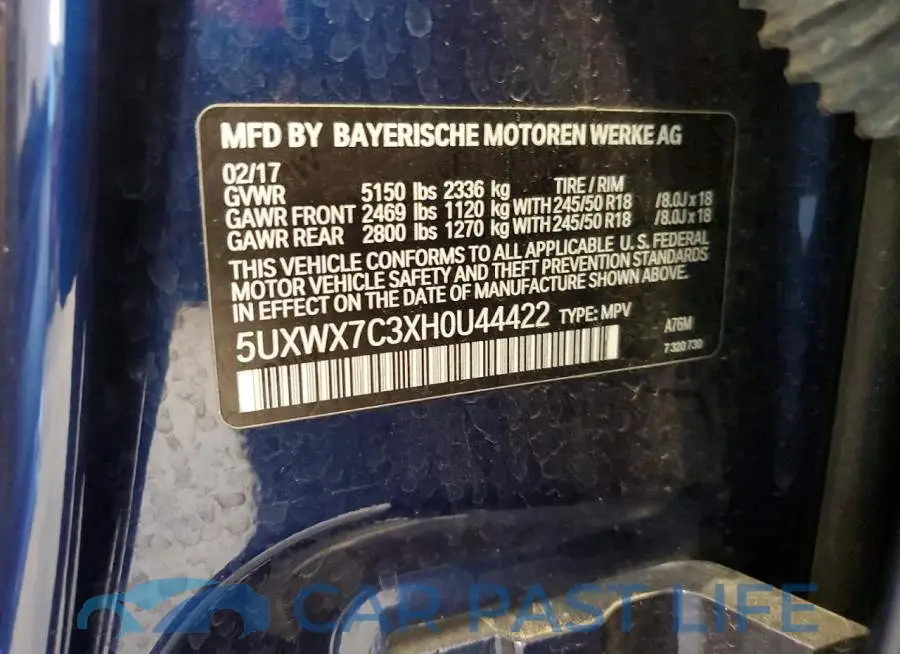 5UXWX7C3XH0U44422# 13