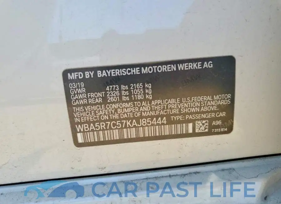WBA5R7C57KAJ85444# 12