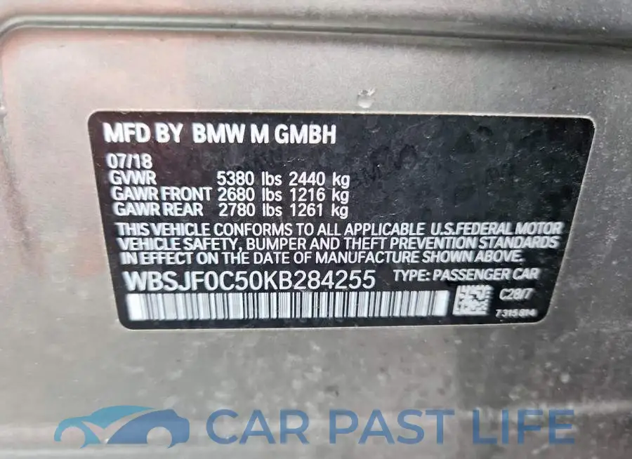 WBSJF0C50KB284255# 12