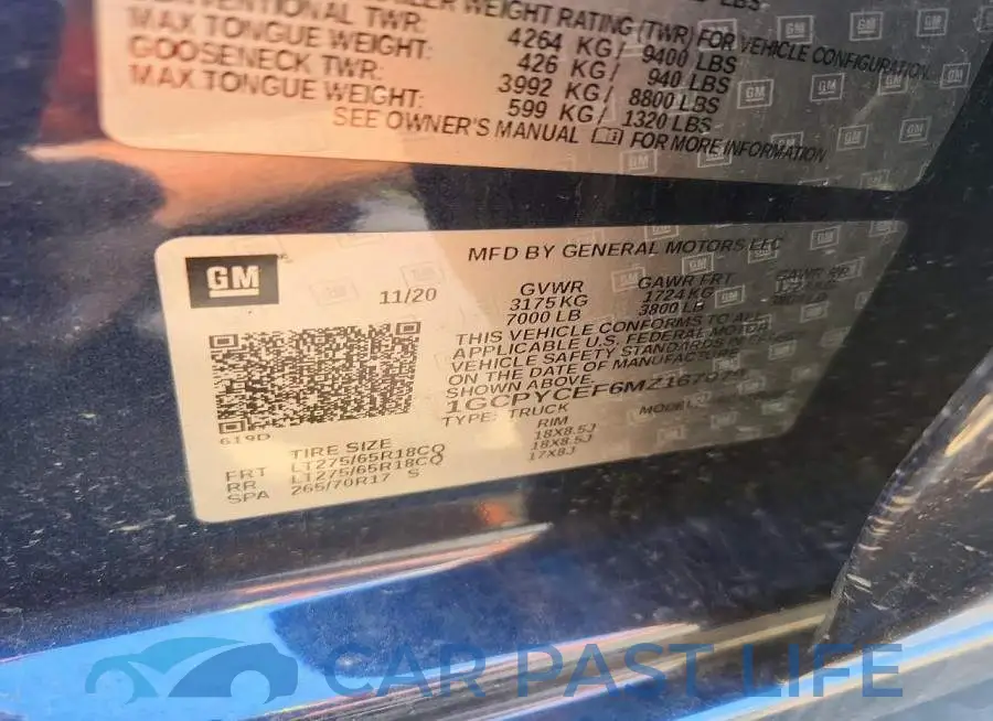 1GCPYCEF6MZ167079# 13