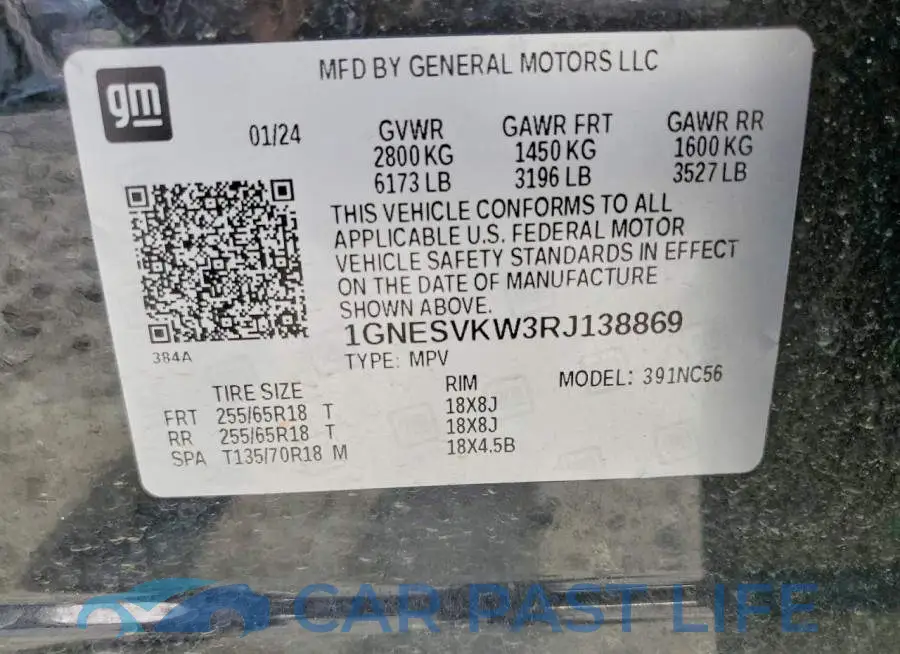 1GNESVKW3RJ138869# 14