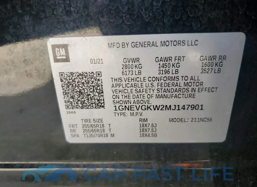 1GNEVGKW2MJ147901# 13