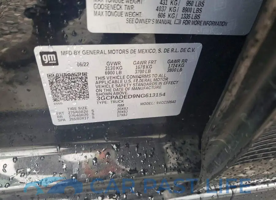 3GCPADED9NG613154# 12