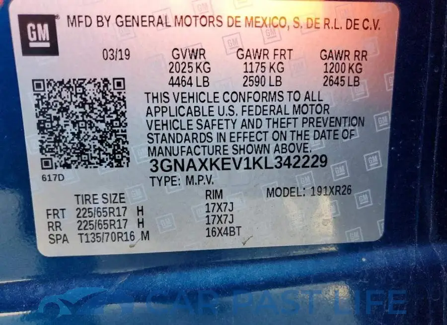 3GNAXKEV1KL342229# 13