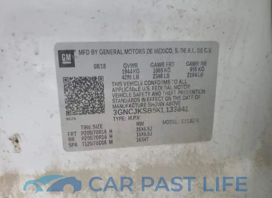 3GNCJKSB5KL133841# 12