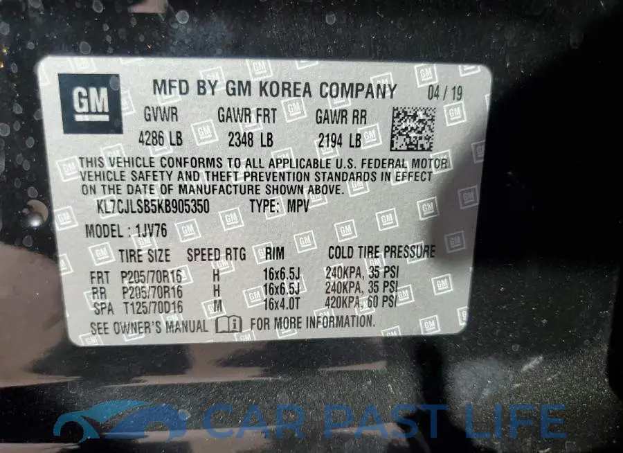 KL7CJLSB5KB905350# 13