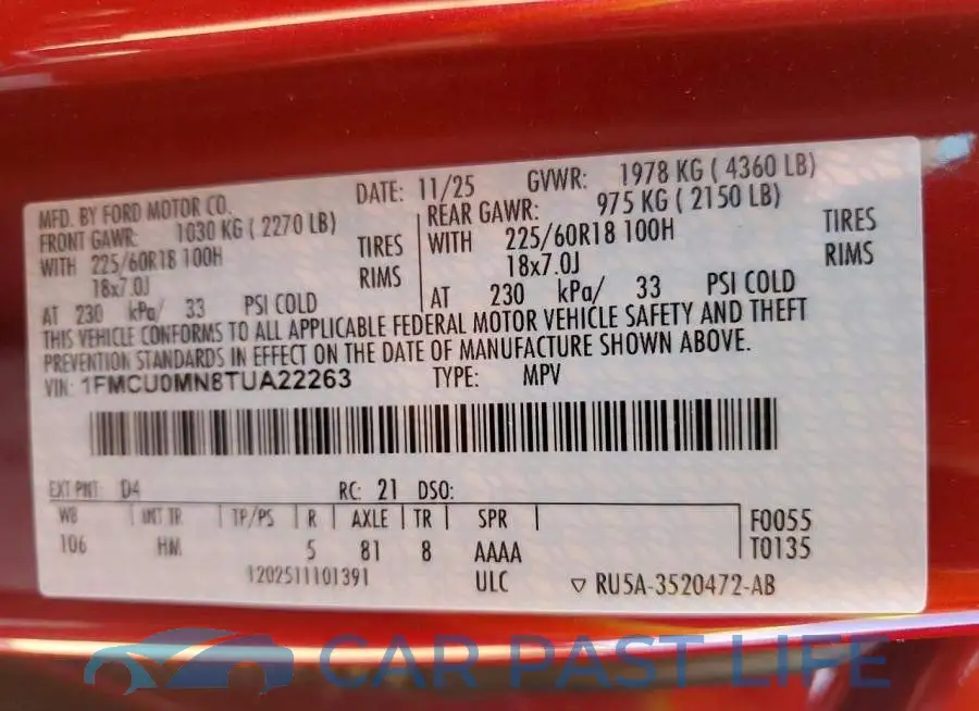 1FMCU0MN8TUA22263# 14