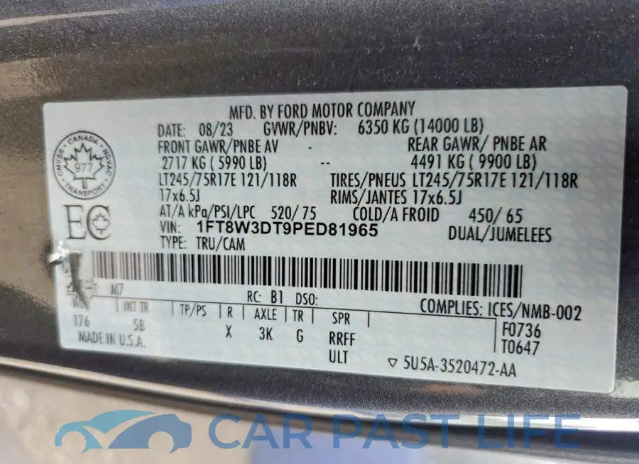 1FT8W3DT9PED81965# 13