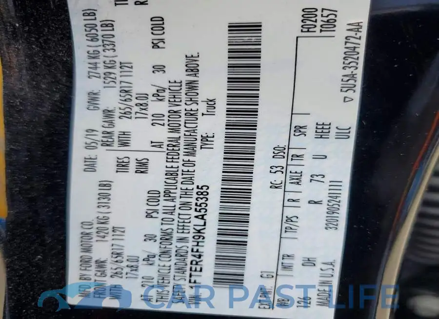 1FTER4FH9KLA55385# 12