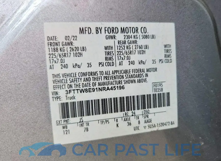 3FTTW8E91NRA45196# 12