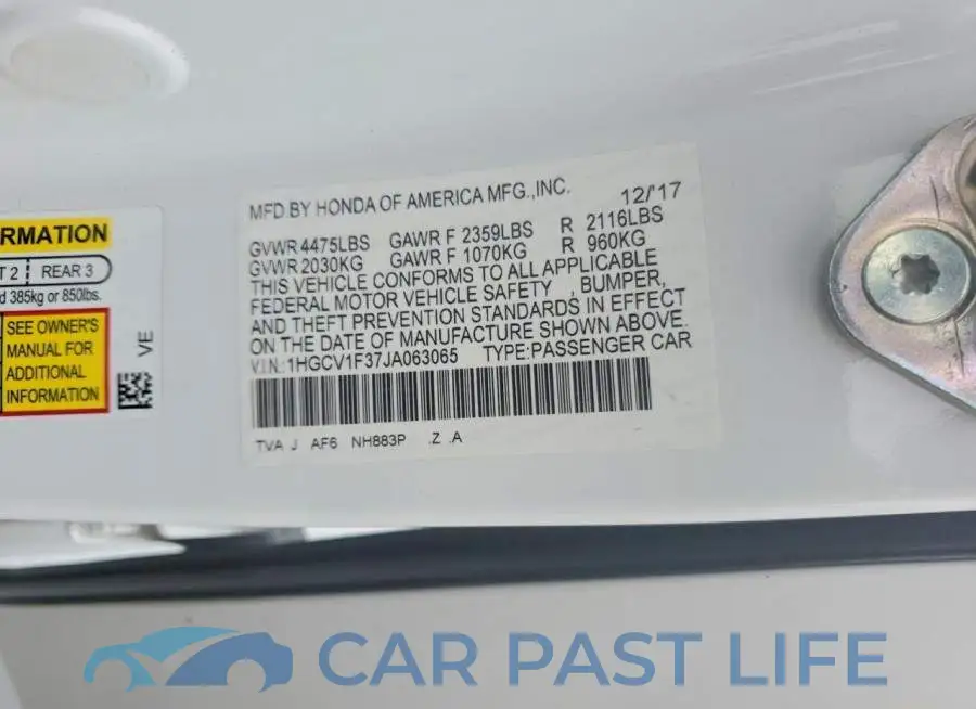 1HGCV1F37JA063065# 12