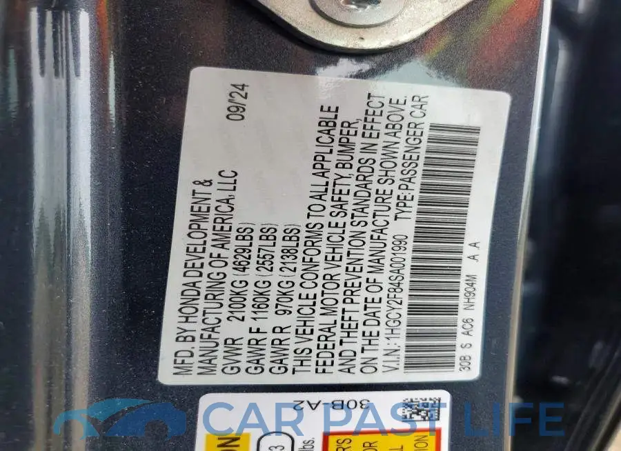 1HGCY2F84SA001990# 12