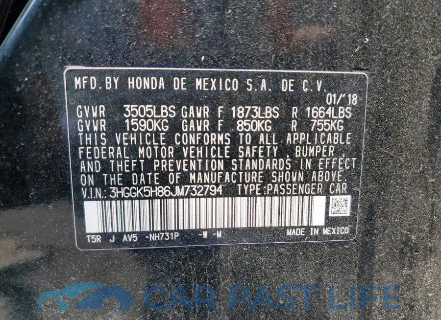 3HGGK5H86JM732794# 12