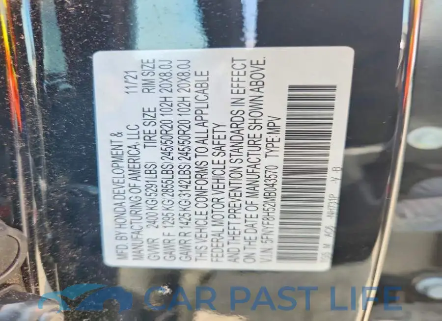 5FNYF8H52MB043570# 13