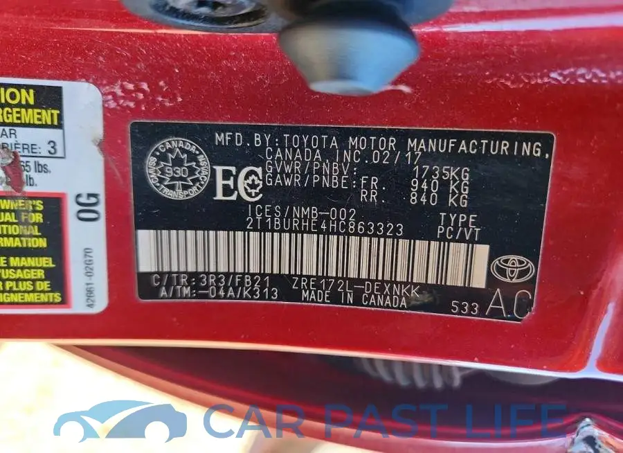 2T1BURHE4HC863323# 13