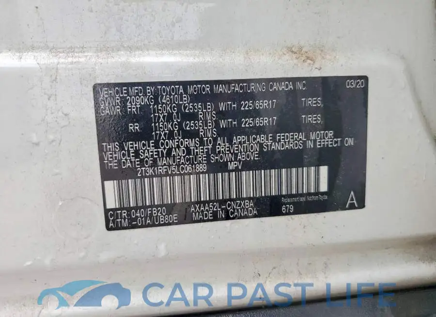 2T3K1RFV5LC061889# 13